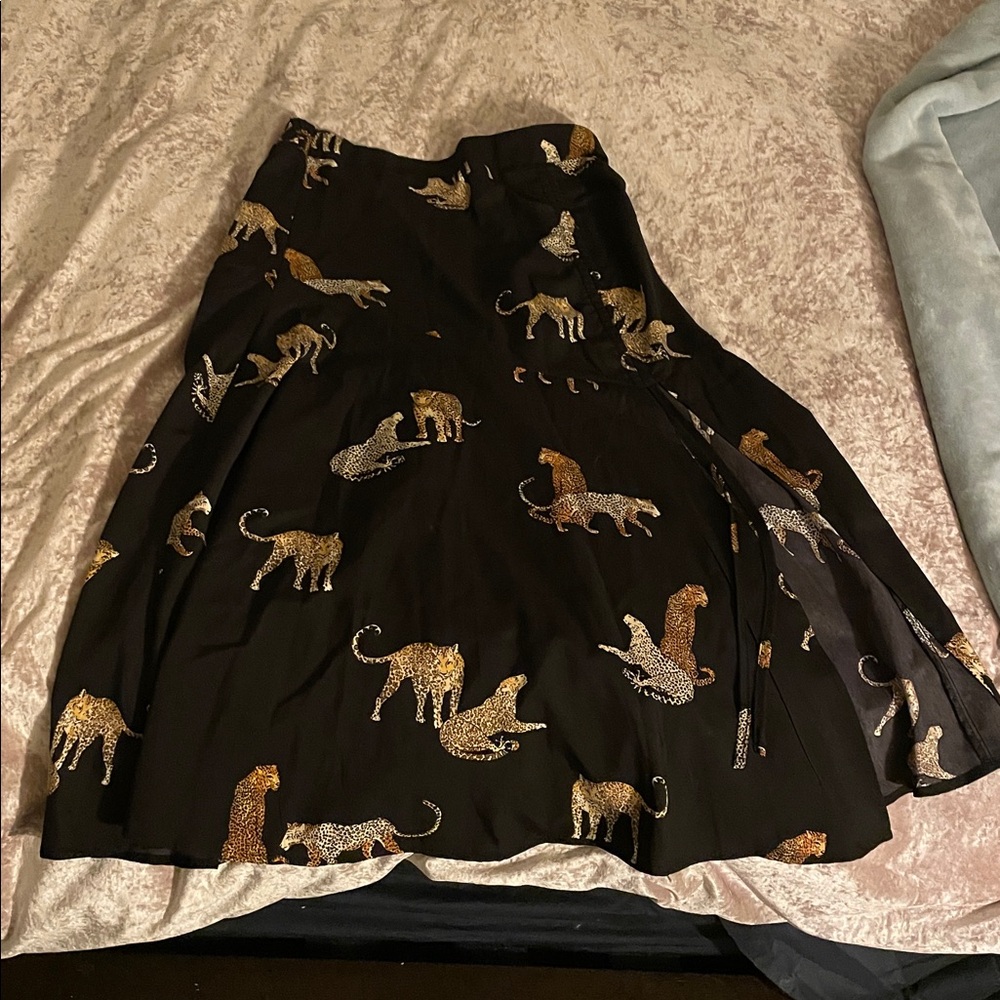 Black Skirt with Leopard Print